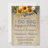 Invitation Je fais BBQ Rustique Floral Barn Wood Engagement P (Devant)