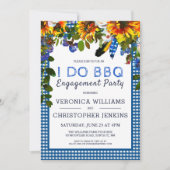 Invitation Je FAIS BBQ Rustique Floral Bleu Plaid Engagement (Devant)