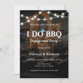 Invitation Je fais BBQ Rustique String Lights Engagement Part (Devant)