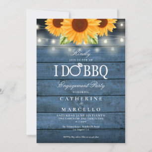 Invitation Je fais BBQ Sunflower Bleu Russe Parti d'engagemen