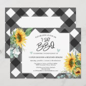 Invitation Je fais BBQ Sunflower Buffalo Plaid Engagement Par (Devant / Derrière)