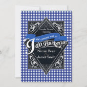 Invitation Je FAIS DU BARBECUE BBQ Bleu Blanc à Carreaux Enga (Devant)