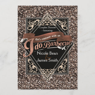 Invitation JE FAIS DU BARBECUE BBQ Faux Rose Paillettes Engag