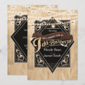 Invitation JE FAIS DU BARBECUE BBQ Occidental Bois & Lumières (Devant / Derrière)