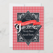 Invitation Je FAIS DU BARBECUE BBQ Rouge Blanc à Carreaux Eng (Devant)