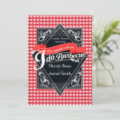 Invitation Je FAIS DU BARBECUE BBQ Rouge Blanc à Carreaux Eng (Debout devant)