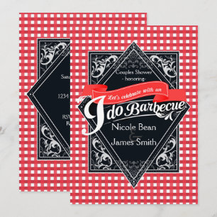 Invitation Je FAIS DU BARBECUE BBQ Rouge Blanc à Carreaux Eng