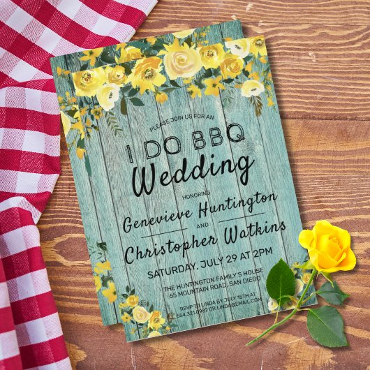 Invitation Je fais du barbecue | Bois rustique & Mariage Flor