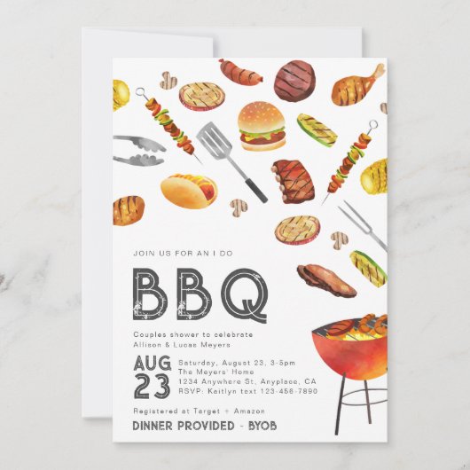 Invitation Je fais du BBQ | Fête de Mariage BBQ (Devant)
