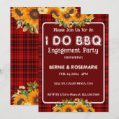 Invitation Je fais du BBQ Fleur de tournesol à carreaux Fête (Devant / Derrière)