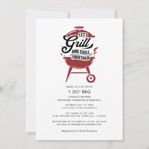 Invitation JE FAIS DU BBQ Plaid Rustique Couple Mariage Fianç