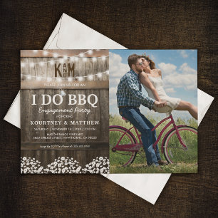 Invitation Je fais du BBQ Rustique Gypsophile Photo Engagemen