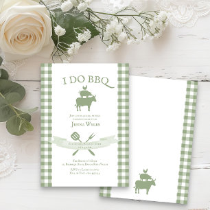 Invitation Je fais du BBQ Vintage Gingham Vert Sauge Mariage