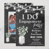 Invitation Je FAIS Fiançailles Eucalyptus Floral Chalkboard P (Devant / Derrière)