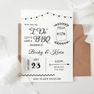 Invitation Je fais la réception de mariage BBQ