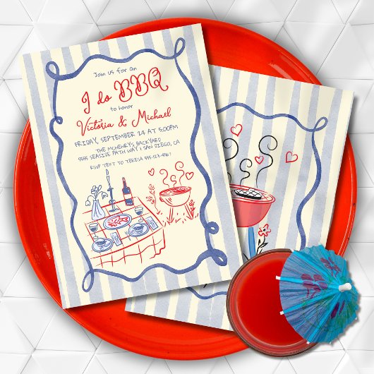 Invitation Je fais la répétition fiançailles barbecue dîner m