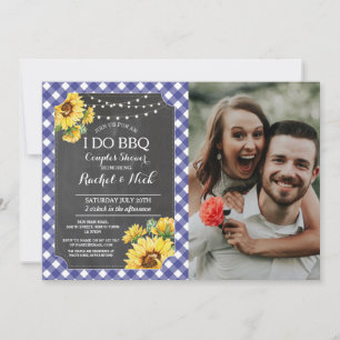 Invitation Je fais un BBQ Couple Baby Shower Tournesol Bleu P