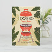Invitation Je fais un BBQ Fête de Couple Jardin Cour Feuilles (Debout devant)