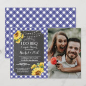Invitation Je fais un BBQ Fête de Couple Sunflower Blue Photo (Devant / Derrière)