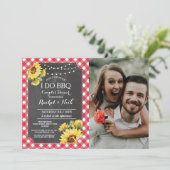 Invitation Je fais un BBQ Fête de couples Fleur de soleil Rou (Debout devant)