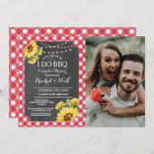 Invitation Je fais un BBQ Fête de couples Fleur de soleil Rou (Devant / Derrière)