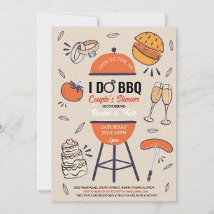 Invitation Je fais un BBQ Fête de couples Mariage Jardin Cour
