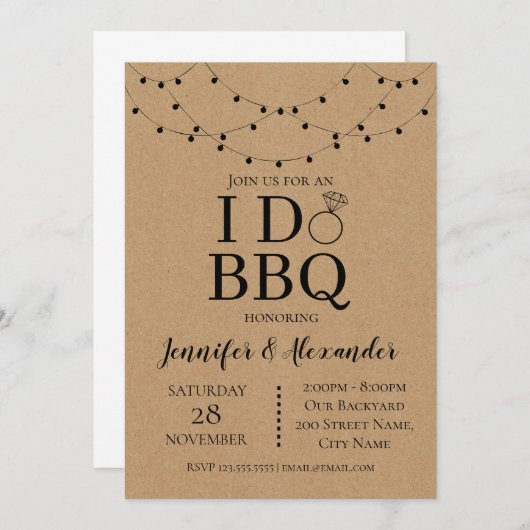 Invitation Je fais un BBQ Fête de fiançailles (Devant / Derrière)