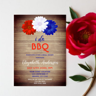 Invitation Je fais un BBQ Fête de mariage florale patriotique