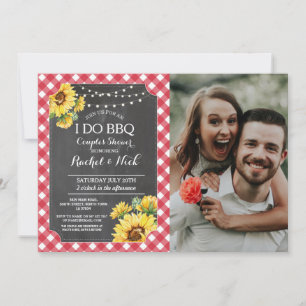 Invitation Je fais un BBQ Shower Couple Tournesol Rouge Photo