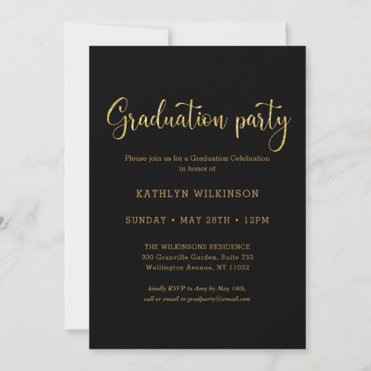 Invitation Je L'Ai Fait Gold Bold Script amusant Photo Gradua (Dos)