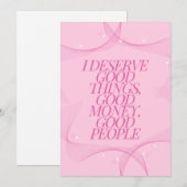 Invitation Je mérite de bonnes choses Citation (Devant / Derrière)