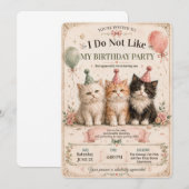 Invitation Je n'aime pas ma fête d'anniversaire (Devant / Derrière)