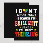 Invitation Je Ne Parle Pas Beaucoup D'Autisme Autiste brillan (Devant / Derrière)