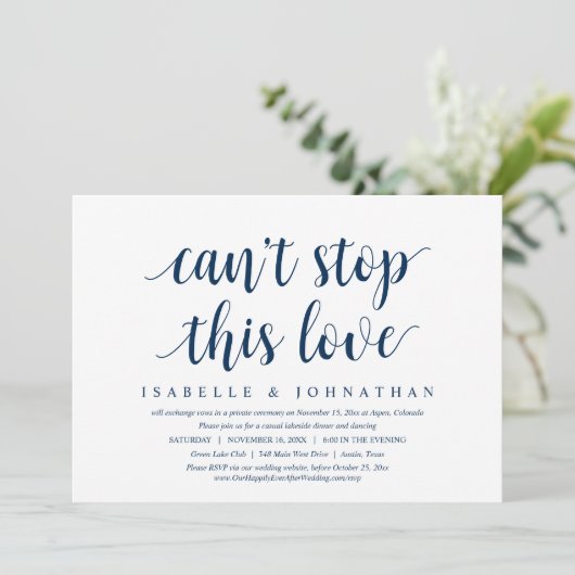 Invitation Je ne peux pas arrêter cet amour, Mariage Elopemen (Debout devant)