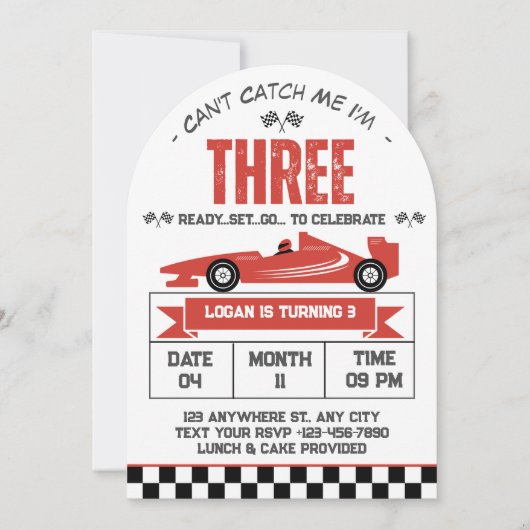 Invitation Je ne peux pas m'attraper Je suis trois voitures d (Devant)