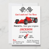 Invitation Je ne peux pas m'attraper rouge voiture de course (Devant)