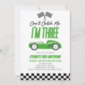 Invitation Je ne peux pas me rattraper Green Race Car 3e fête (Devant)