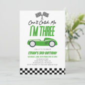 Invitation Je ne peux pas me rattraper Green Race Car 3e fête (Debout devant)