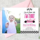 Invitation Je ne peux pas me rattraper Pink Race Car 3e fête