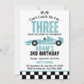 Invitation Je ne peux pas me rattraper Race Car Boy 3e fête d (Devant)