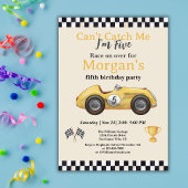 Invitation Je ne peux pas me rattraper Yellow Race Car Enfant