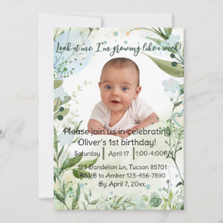 Invitation Je pousse comme une mauvaise herbe, un garçon de 1