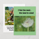 Invitation Je ressens le besoin... le besoin de Weed. (Devant / Derrière)