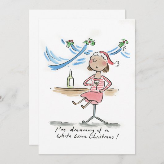 Invitation Je rêve d'un Noël au vin blanc (Devant / Derrière)