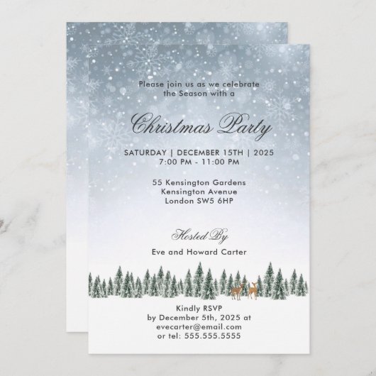 Invitation Je rêve d'une fête de Noël blanche (Devant / Derrière)