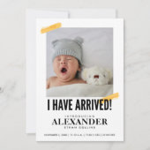 Invitation Je Suis Arrivé Photo Moderne Naissance De Bébé  (Devant)