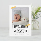 Invitation Je Suis Arrivé Photo Moderne Naissance De Bébé  (Debout devant)