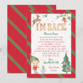 Invitation Je suis de retour Elfe Noël Elfe magique Imprimabl (Devant / Derrière)