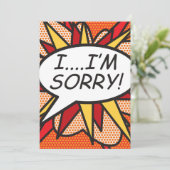 Invitation JE SUIS DÉSOLÉ Fun Retro Comic Book Pop Art (Debout devant)