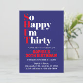 Invitation Je suis heureux d'être Trente Red Bold 30th Birthd (Debout devant)